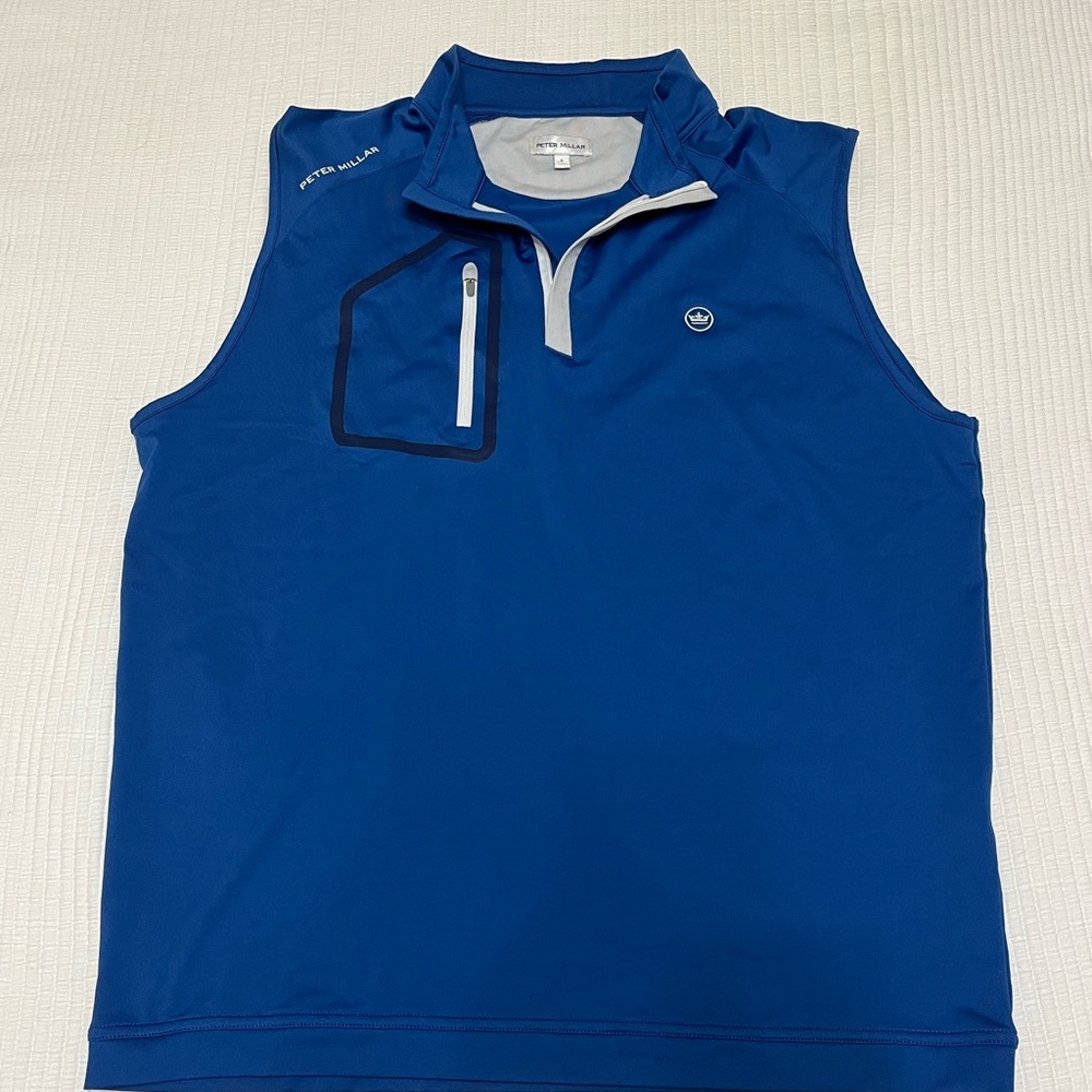 Peter Millar Men's Blue Q-zip vest Large